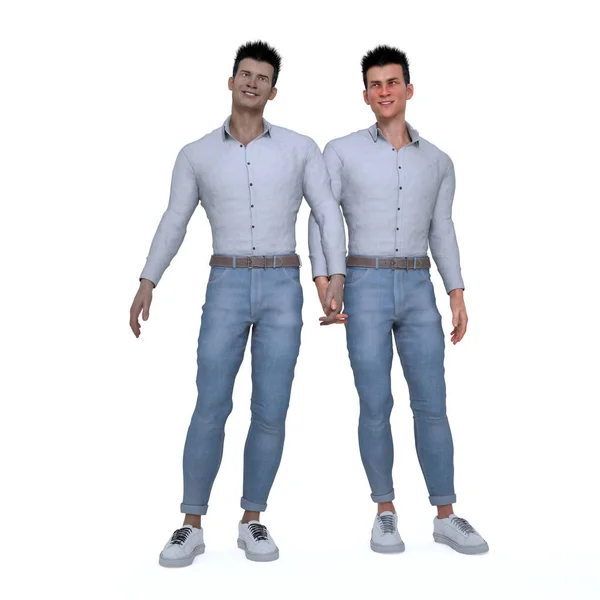 3Dレンダリング 笑顔と同じ性的関係を持っている男のカップル Lgbtをサポート — ストック写真