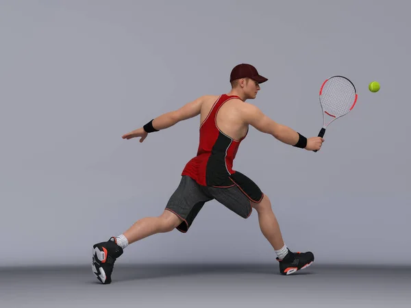 Render Portrait Complet Joueur Tennis Masculin Produit Agit Dans Session — Photo