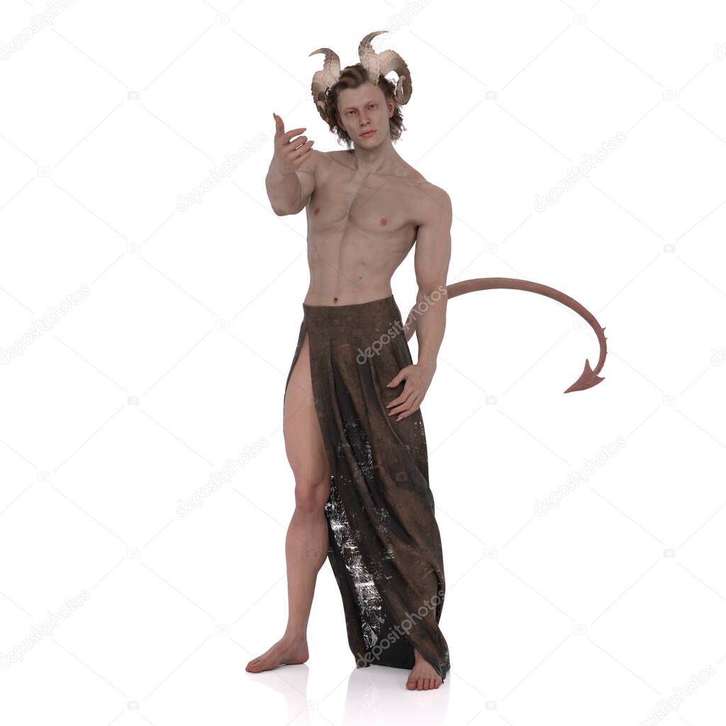 3D Render : Male Devil character, horror creature character for halloween