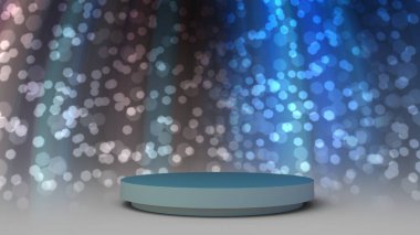 3D Render: 3D soyut geometri şekilli sahne. Podyum platformu ürün veya nesne görüntülemek için sahne oluşturur, Bokeh arkasında