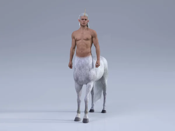 Rendering Portrait Handsome Male Centaur Posing His Body Studio Background — Foto de Stock