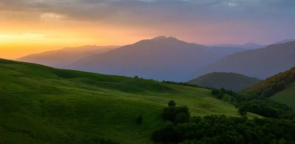 Awesome Summer Dawn Mountains Picturesque Morning Scenery Europe Carpathian National — Stock Photo, Image