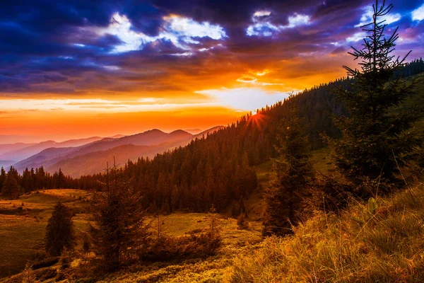 Spectacular Summer Scenery Awesome Sunset Landscape Beautiful Nature Background Mountains — Stock Photo, Image