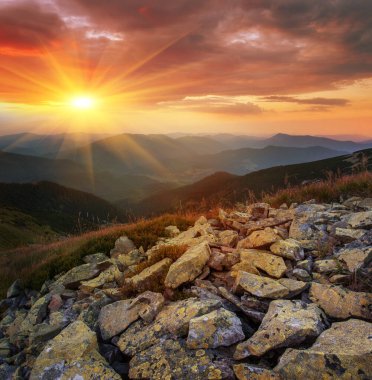 scenic summer scenery, awesome sunset landscape, beautiful nature background in the mountains, Carpathian mountains, Ukraine, Europe
