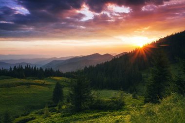 spectacular nature scenery, awesome sunset landscape, beautiful morning background in the mountains, Carpathian mountains, Ukraine, Europe