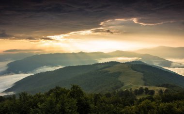 spectacular nature scenery, awesome sunset landscape, beautiful morning background in the mountains, Carpathian mountains, Ukraine, Europe