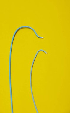 Kalp atardamarlarındaki tıkanıklığı teşhis etmek için kullanılan anjiyografi sondaları. Resim sarı arkaplanda izole edildi