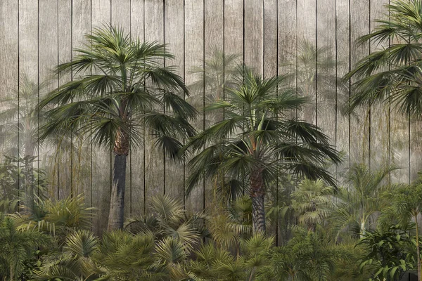 Tropiska Träd Och Blad För Digital Utskrift Tapeter Anpassad Design — Stockfoto