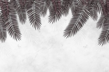 Dijital baskı duvar kağıdı için tropikal ağaç ve yapraklar, özel tasarım duvar kağıdı - 3D illüstrasyon