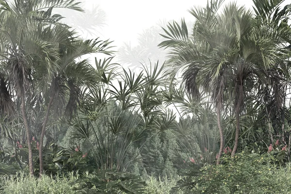Tropické Stromy Listy Pro Digitální Tisk Tapety Zakázkový Design Tapety — Stock fotografie