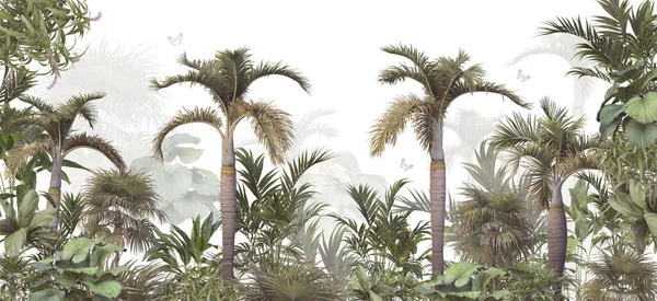 Dijital Baskı Duvar Kağıdı Için Tropikal Ağaç Yapraklar Özel Tasarım — Stok fotoğraf