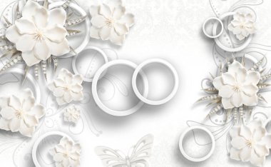 Çiçek arkaplan- 3d duvar kağıdının 3d çizimi