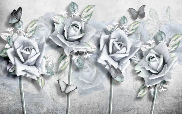 三维花卉背景图 3D墙纸 — 图库照片