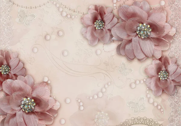 Çiçek arkaplan- 3d duvar kağıdının 3d çizimi