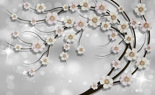 三维花卉背景图 3D墙纸 — 图库照片