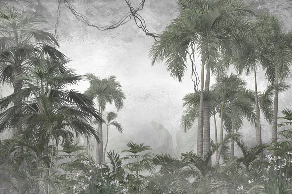 Árboles Tropicales Hojas Para Papel Pintado Impresión Digital Papel Pintado — Foto de Stock