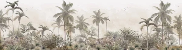 Tropische Bäume Und Blätter Für Den Digitaldruck Tapete Benutzerdefinierte Design — Stockfoto