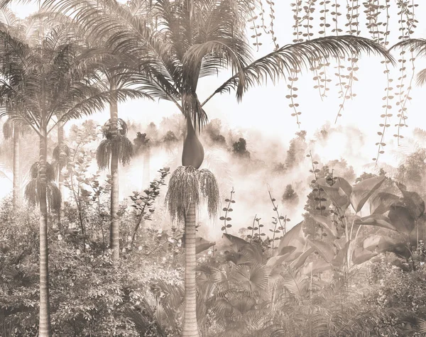 Tropische Bomen Bladeren Voor Digitaal Drukwerk Behang Aangepaste Ontwerp Behang — Stockfoto