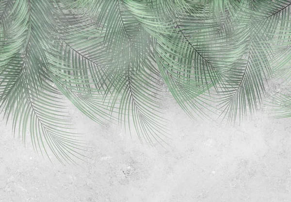 Árvores Tropicais Folhas Floresta Nebulosa Papel Parede Design Ilustração — Fotografia de Stock