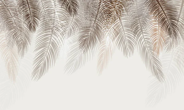Tropische Bäume Und Blätter Nebligen Wald Tapeten Design Illustration — Stockfoto