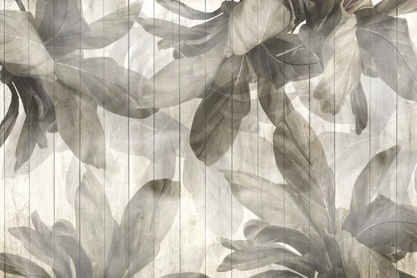 Foglie Tropicali Alberi Wallpaper Design Illustrazione — Foto Stock