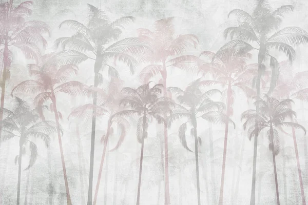 Foglie Tropicali Alberi Wallpaper Design Illustrazione — Foto Stock