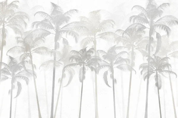 Tropikal Yapraklar Ağaçlar Duvar Kağıdı Tasarımı Boyutlu Illüstrasyon — Stok fotoğraf