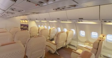 Seats inside an unmanned airliner.