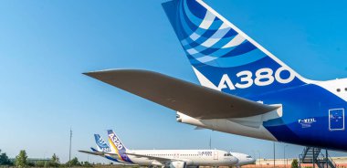 Toulouse, Fransa 'da 21 Temmuz 2021' de bir AIRBUS A380 'in görüntüsü.