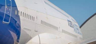 Toulouse, Fransa 'da 21 Temmuz 2021' de bir AIRBUS A380 'in görüntüsü.