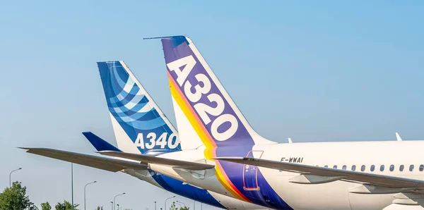 Airbus A340 A320 Uçakları Temmuz 2021 Fransa Nın Toulouse Kentinde — Stok fotoğraf