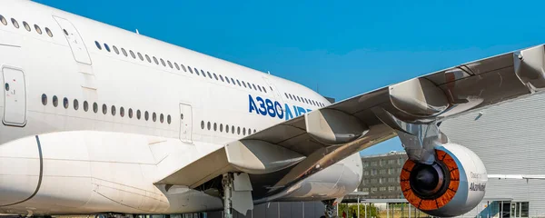 Άποψη Ενός Airbus A380 Στην Τουλούζη Της Γαλλίας Στις Ιουλίου — Φωτογραφία Αρχείου