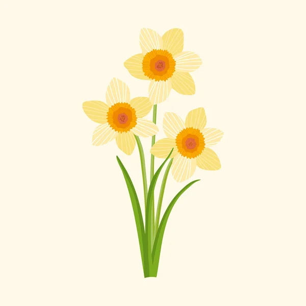 Vackra Vårpåskliljor Blomma Design För Affisch Vykort Banner Handritad Vektor — Stock vektor