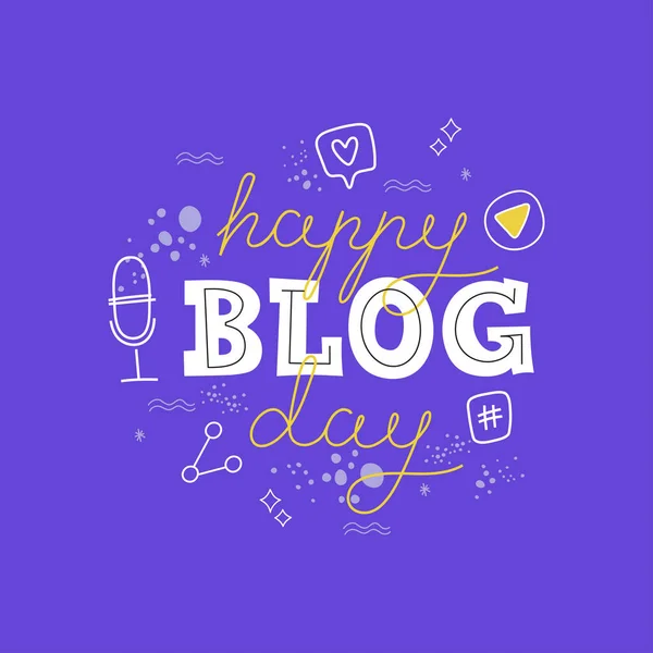 İyi Blog Günü vektör harfleri. Web sitesi için blog yönetimi, blog yazma ve yazma. Sosyal ağlar, reklamlar, afişler için kavram posteri. Tasarımın için kolay düzenlenebilir.