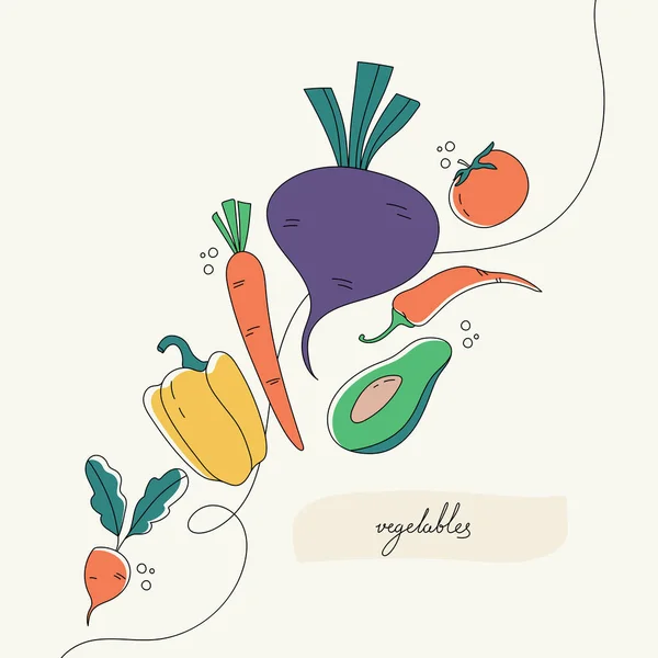 stock vector Hand drawn vector illustration. Set of organic vegetables for a healthy diet. Drawing for poster, banner and advertising.