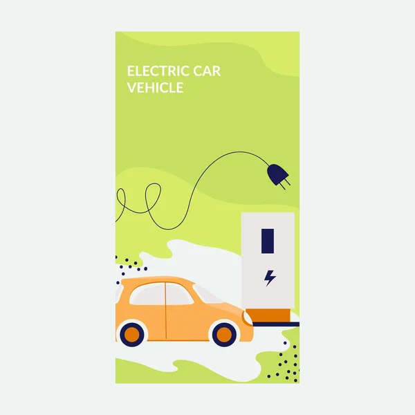 Hand Drawn Vector Illustration Home Charging Station Electric Car Renewable — Stockvector