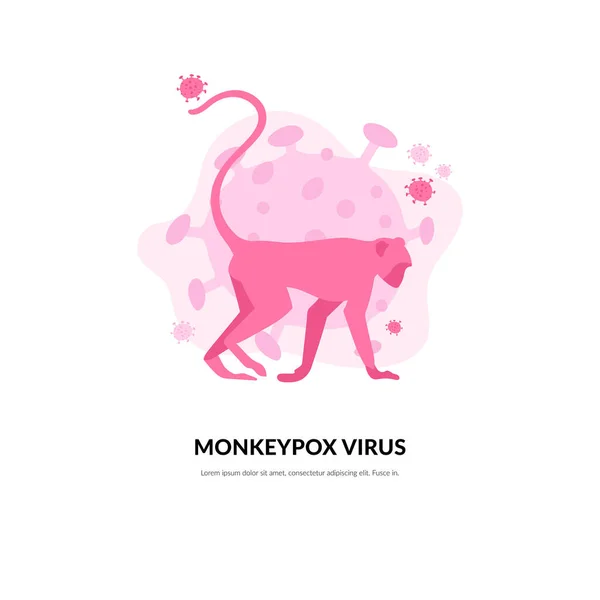 Monkeypox Outbreak Monkey Carrier Smallpox Virus Spreads Humans Hand Drawn — Stock vektor