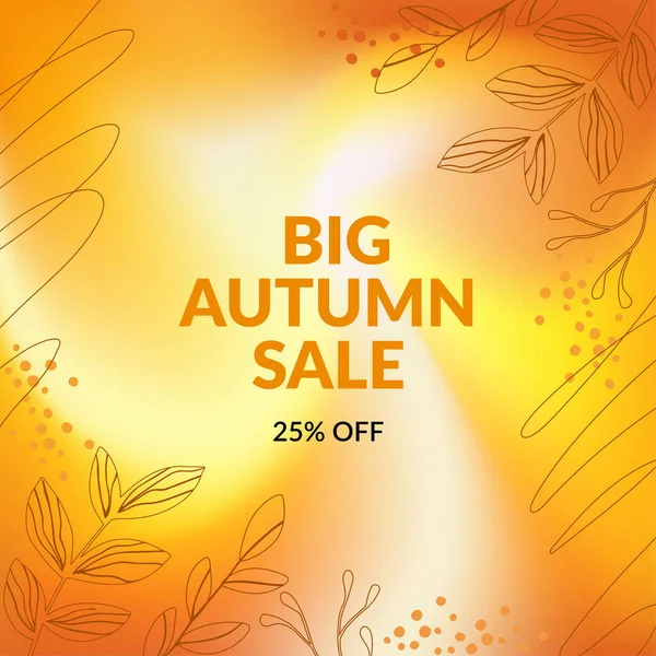 Banner template design for autumn sale. Illustration in graphic style. Can be used as banner, poster, background, social media story. Hand drawn vector illustration.