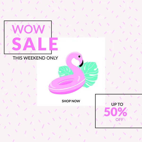 Hand drawn vector illustration. Summer theme, sale of things, bright colors. Suitable for banner, poster, social media story, website.