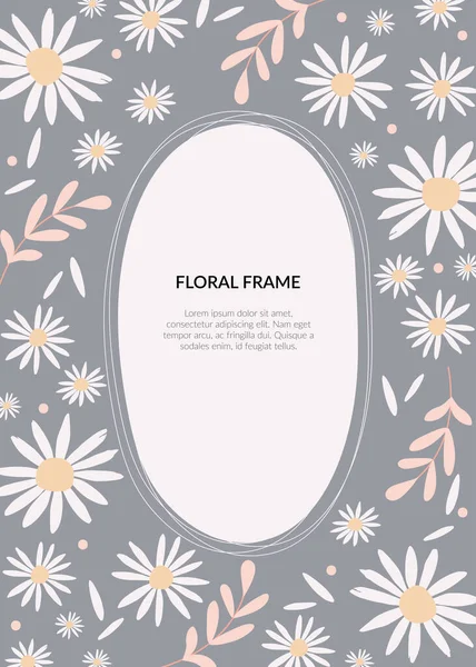 Seamless pattern with chamomile flower and leaves on gray background vector illustration. Cute floral print. Ideal for sheet, planner, to-do list, notes, notepad, diary.