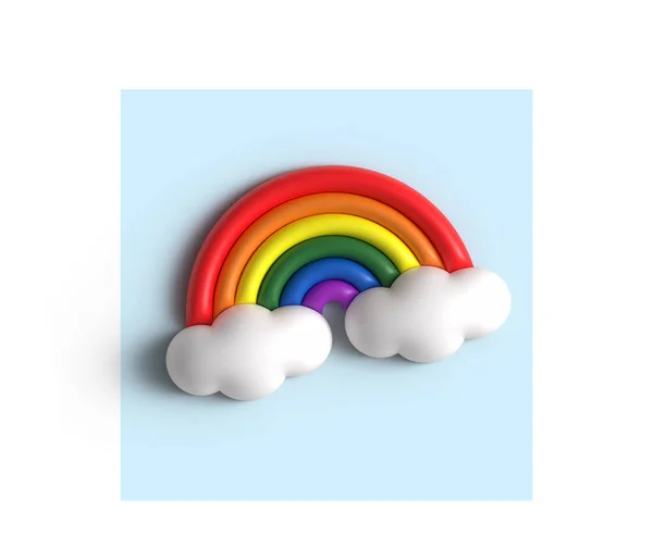 rainbow on clouds lgbt 3d