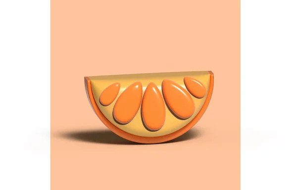 juicy orange slice in 3d