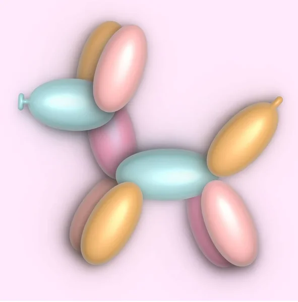 happy balloon dog on 3d
