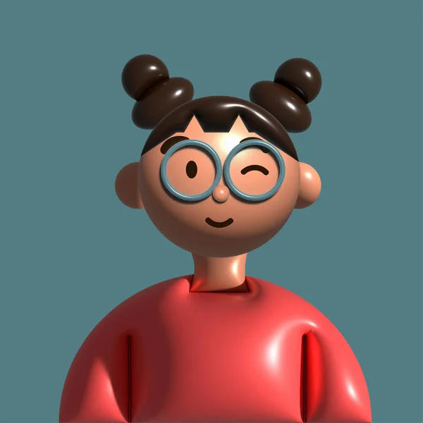girl in glasses in 3d