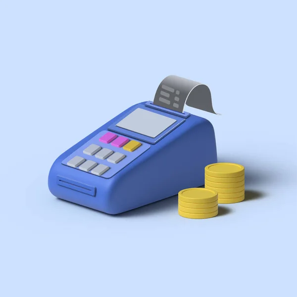 cash mashine with coins 3d