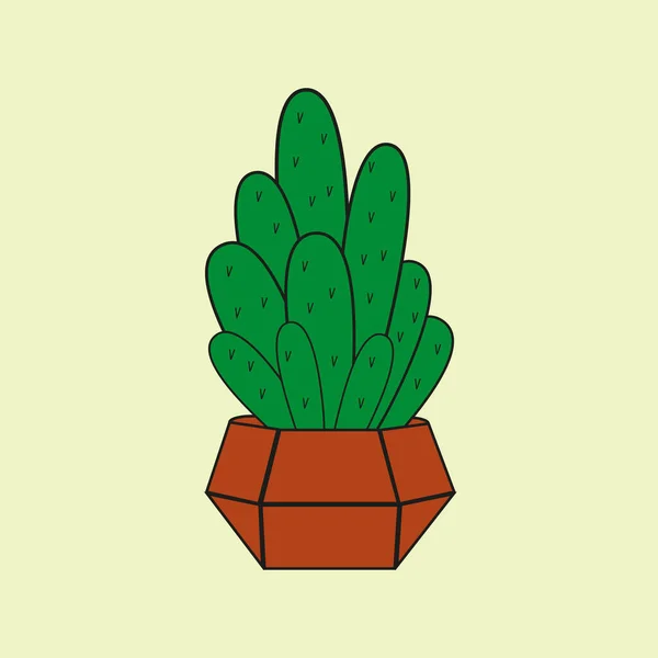 Barbed Cactus Pot — Stok Vektör