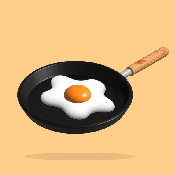  frying pan with scrambled eggs 3d