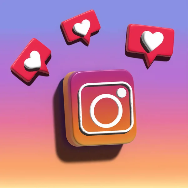 logo with likes heart in 3d