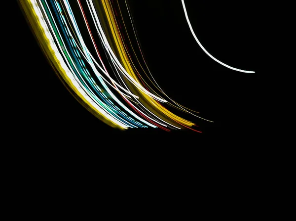 Coloridos Senderos Electrónicos Luz Brillante Abstractos Sobre Fondo Negro — Foto de Stock