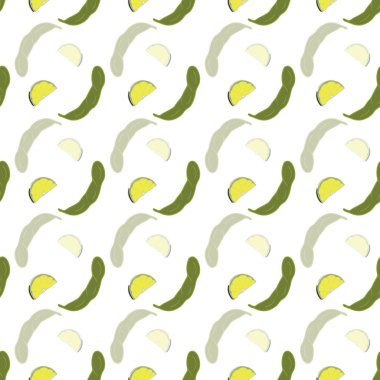 Soya fasulyeli limon pürüzsüz tekrar sarma desenli arka plan çizimi. Restoran tasarımı, duvar kağıdı veya ambalaj kağıdı dekorasyonu için Asya mutfağı baskıları.